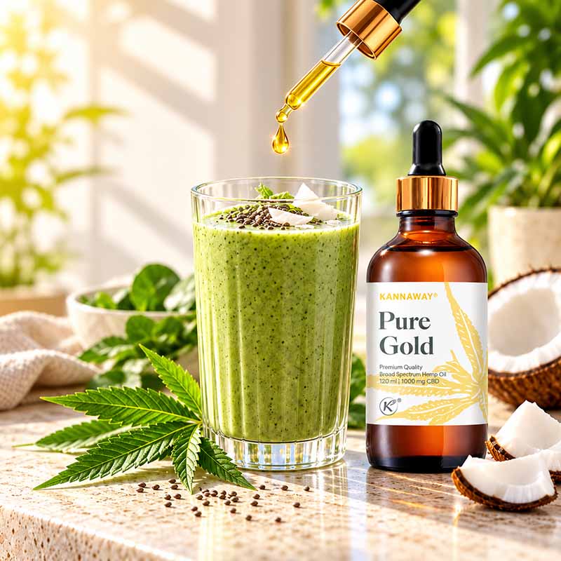 KANNAWAY Pure Gold 1000 mg CBD масло от коноп, 120 мл, до зелено смути